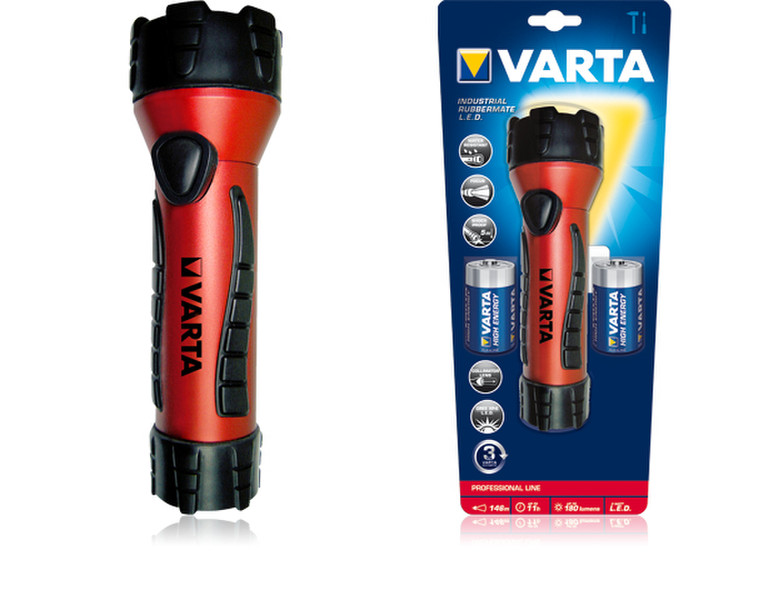 Varta Industr.Rubbermate LED 2D 18641 Hand flashlight LED Black,Red