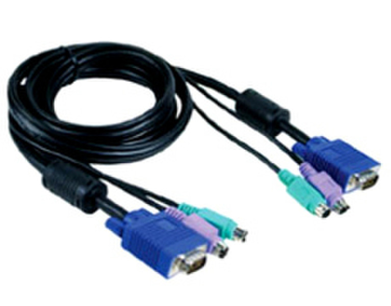 D-Link 4.5m PS/2, VGA 4.5m Schwarz Tastatur/Video/Maus (KVM)-Kabel