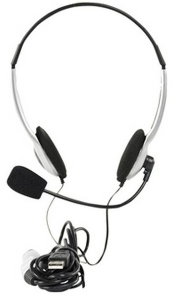 König CMP-HEADSET27 USB Binaural Head-band Silver headset
