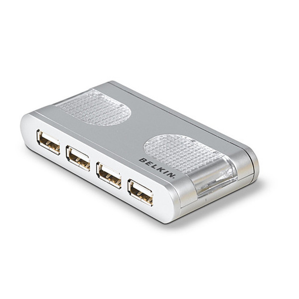 Belkin Hi-Speed USB 2.0 7-Port Lighted Hub 480Мбит/с Cеребряный хаб-разветвитель