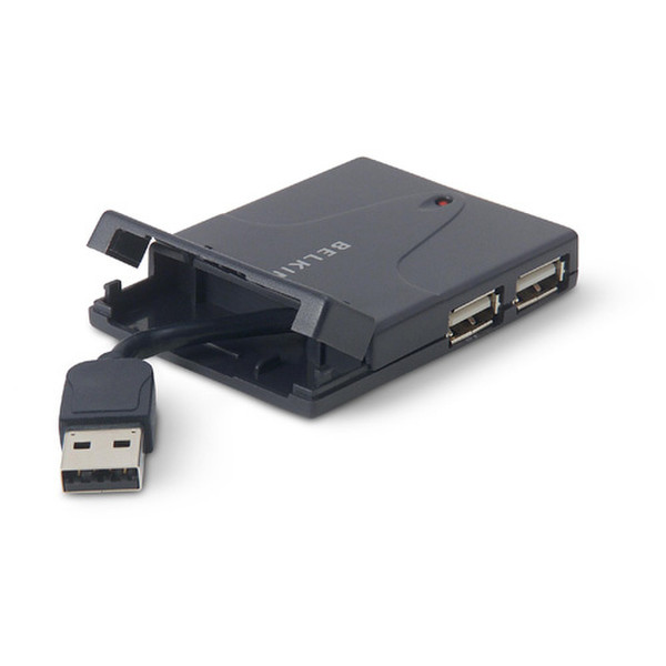 Belkin F5U215vMOB Hi-Speed USB 2.0 4-Port Mini-Hub 480Mbit/s Grau Schnittstellenhub