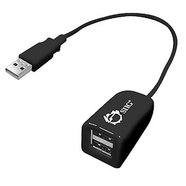 Siig USB 2.0 2-Port Hub 480Мбит/с Черный хаб-разветвитель