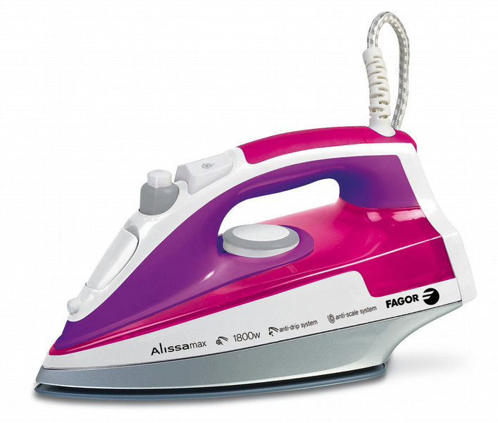 Fagor PL-1805 Dry & Steam iron Stainless Steel soleplate 1800W Purple,Red,White iron