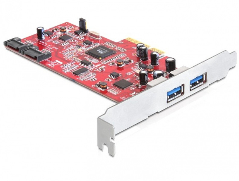 DeLOCK PCI Express Card/2x USB 3.0/2x SATA Eingebaut SATA,USB 3.0 Schnittstellenkarte/Adapter