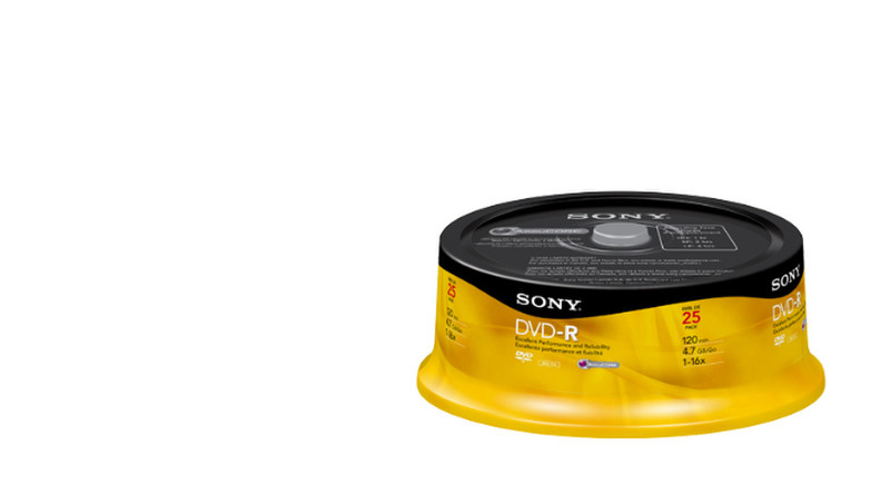 Sony DVD-R Recordable DVD Media 4.7GB DVD-R 25pc(s)