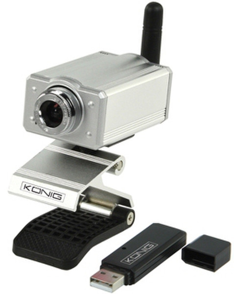 König CMP-WEBCAM100 0.3MP 640 x 480Pixel USB 2.0 Schwarz, Silber Webcam