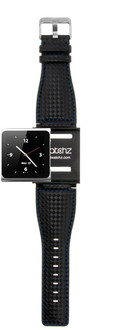 iWatchz Carbon Collection - Blue Stitching Schwarz, Blau