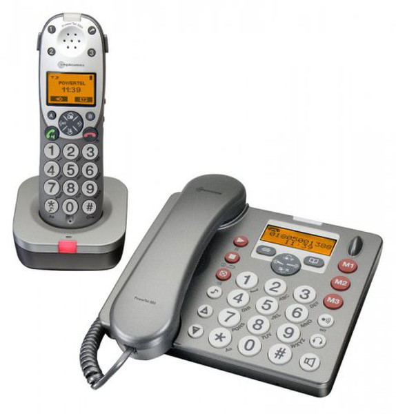 Amplicom PowerTel 880 DECT Идентификация абонента (Caller ID) Серый, Cеребряный