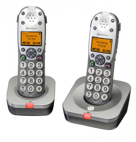 Amplicom PowerTel 702 DECT Идентификация абонента (Caller ID) Серый, Cеребряный