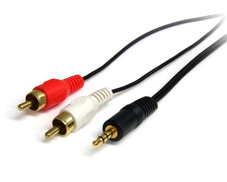 StarTech.com 1 ft Stereo Audio Cable - 3.5mm Male to 2x RCA Male
