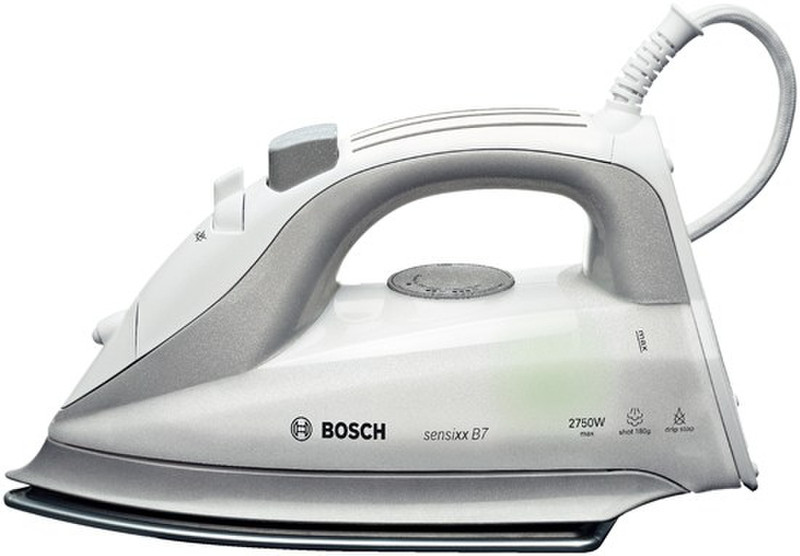 Bosch TDA7640 Dampfbügeleisen Palladium-Sohle 2750W Silber, Weiß Bügeleisen