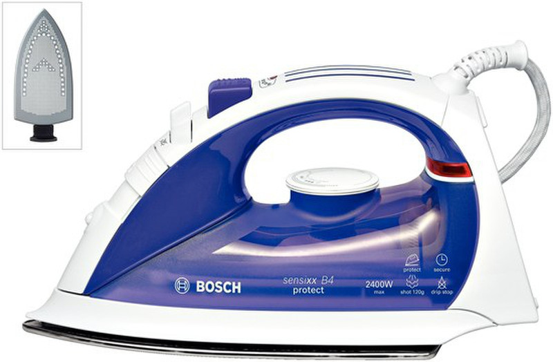 Bosch TDA5657 Dampfbügeleisen Palladium-Sohle 2400W Violett, Weiß Bügeleisen