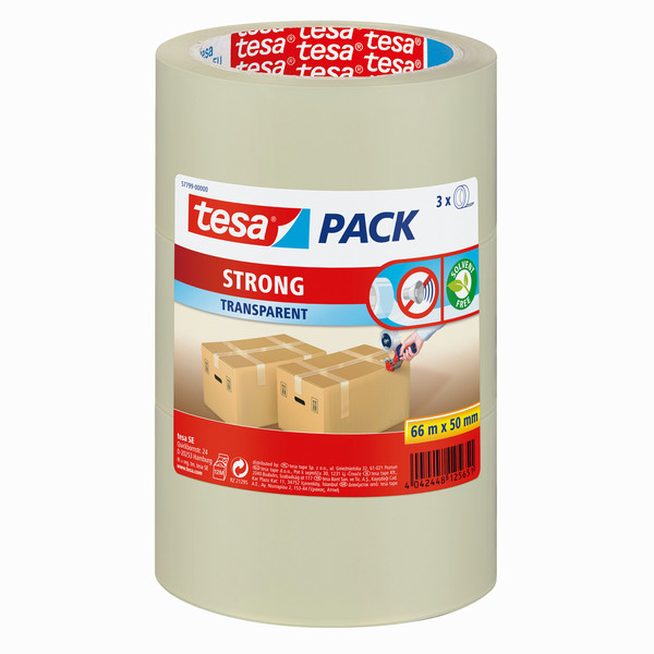 TESA Strong 66m Polypropylene Transparent 3pc(s) stationery/office tape