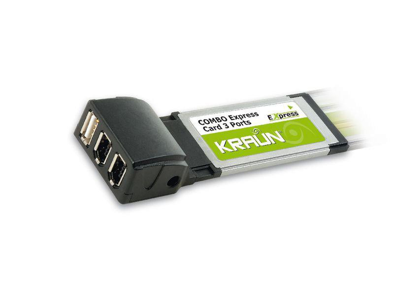 Kraun COMBO Express Card IEEE 1394/Firewire,USB 2.0 interface cards/adapter