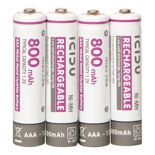 ICIDU Long life Low Discharge Rechargeable Batteries AAA 800 mAh Никель-металл-гидридный (NiMH) 800мА·ч 1.2В