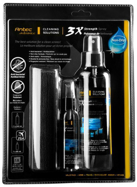 Antec 3X Cleaner Spray 240 + 60ml Экраны/пластмассы Equipment cleansing wet/dry cloths & liquid 240мл