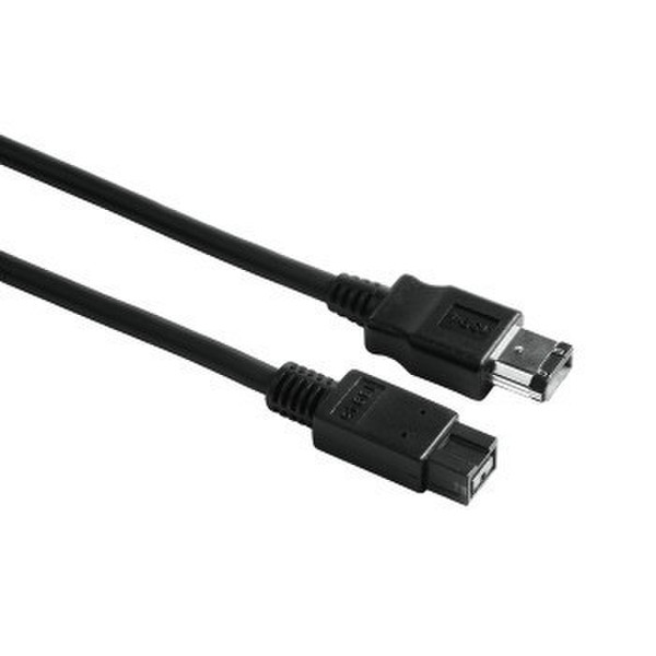 Hama IEEE 1394a 6 - 9 pin, 2m 2m 6-p 9-p Black firewire cable