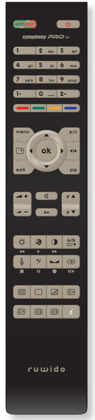 Ruwido symphony PRO tv RF Wireless press buttons Black remote control