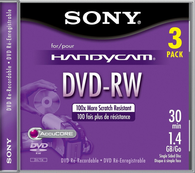 Sony 1.4 GB Mini DVD-RW 80mm 3-Pack 1.4GB DVD-RW 3pc(s)