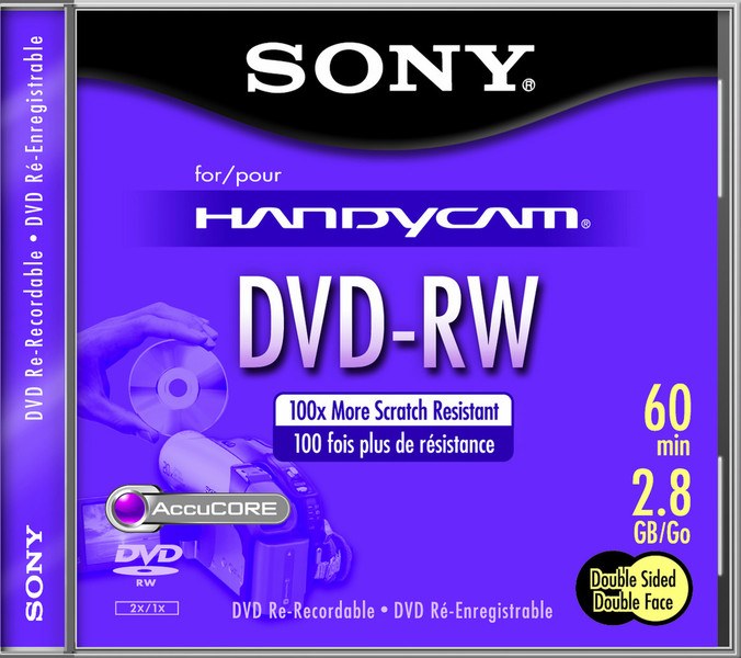 Sony 2.8GB DVD-RW Double Sided 80mm 2.8GB DVD-RW 1Stück(e)