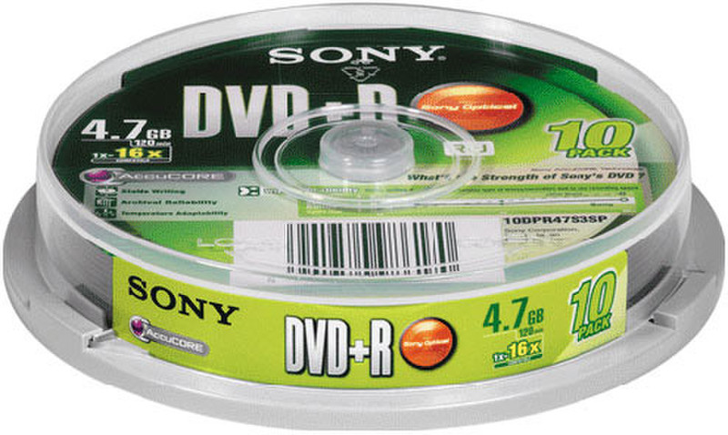 Sony 10DPR47S3SP 4.7ГБ DVD+R 10шт чистый DVD