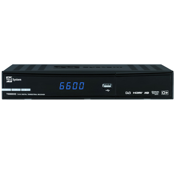 TELE System TS6600HD Terrestrial Full HD Черный приставка для телевизора
