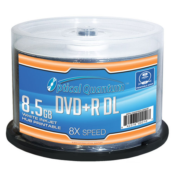 Optical Quantum OQDPRDL08WIP 8.5GB DVD+R DL 50Stück(e) DVD-Rohling