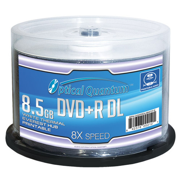 Optical Quantum OQDPRDL08WTP-E 8.5GB DVD+R DL 50Stück(e) DVD-Rohling