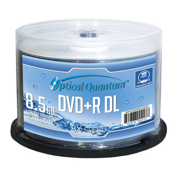 Optical Quantum OQPDPRDL08WIP 8.5ГБ DVD+R DL 50шт чистый DVD