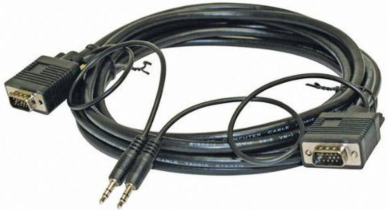 Steren 253-200BK 30.5м VGA (D-Sub) + 3.5mm VGA (D-Sub) + 3.5mm Черный VGA кабель