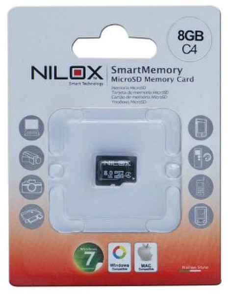 Nilox 8GB microSD 8ГБ MicroSD Class 4 карта памяти