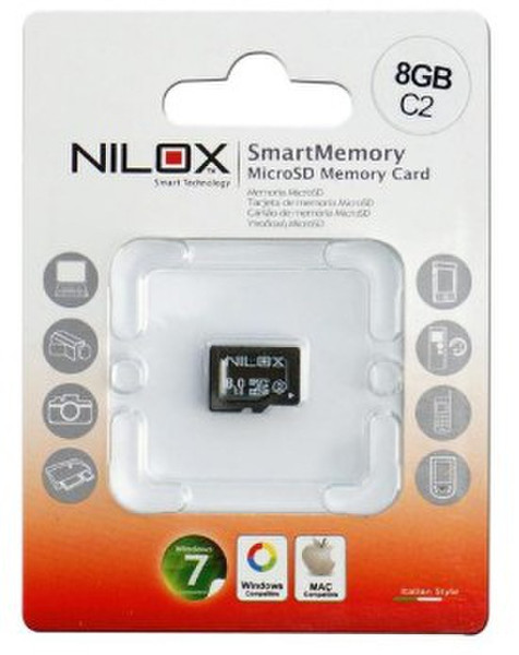 Nilox 8GB microSD 8ГБ MicroSD Class 2 карта памяти