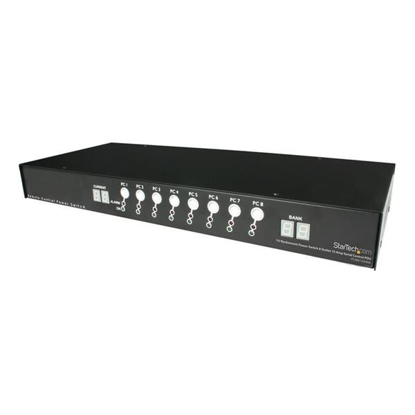 StarTech.com 1U Rackmount Power Switch 8 Outlet 15 Amp RS232 Serial Control PDU power distribution unit (PDU)