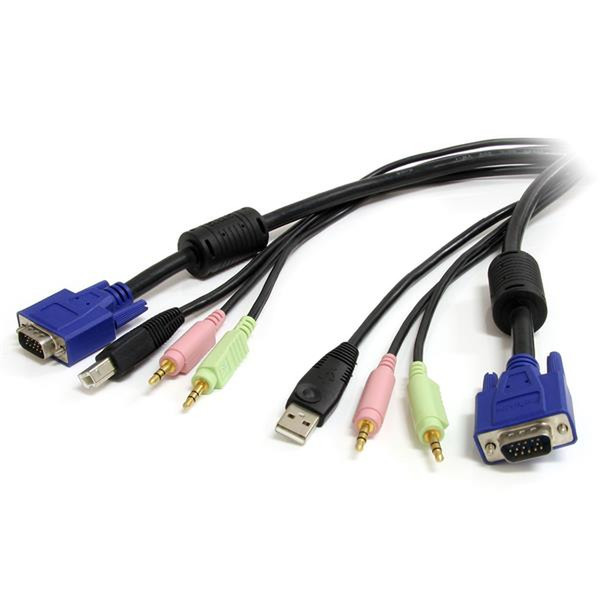 StarTech.com 3m 4-in-1 USB VGA KVM Kabel mit Audio und Mikrofon Tastatur/Video/Maus (KVM)-Kabel