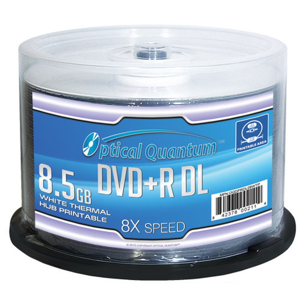 Optical Quantum OQDPRDL08WTP 8.5ГБ DVD+R DL 50шт чистый DVD