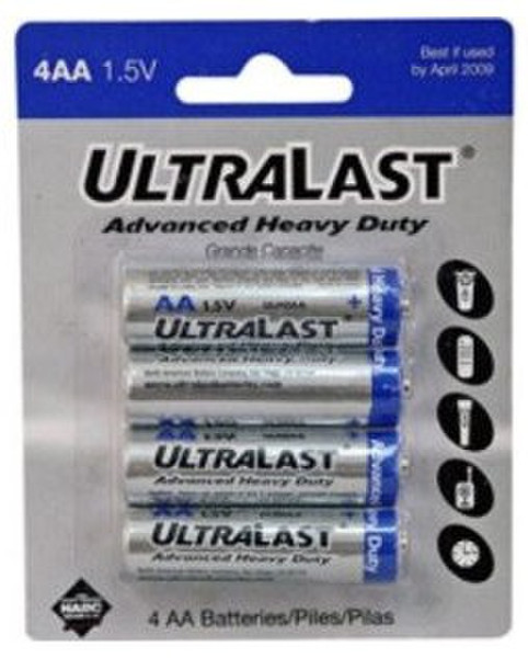 UltraLast ULHD4AA Zinc Chloride 1.5V non-rechargeable battery