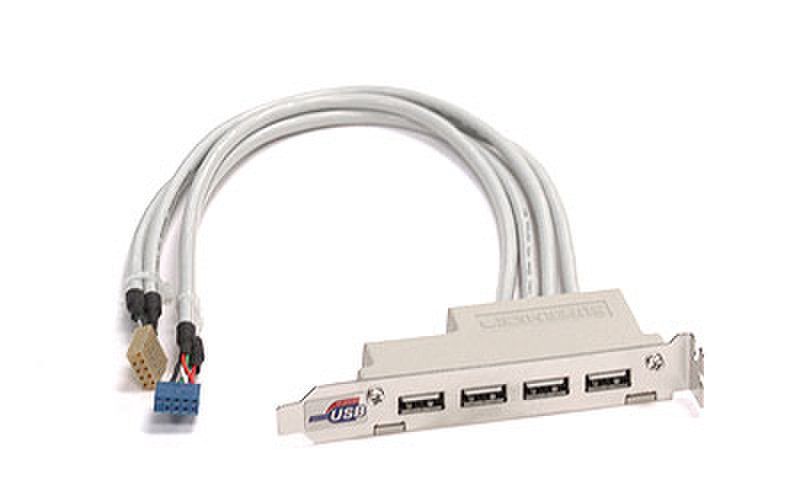 Supermicro USB 2.0 Cable, 4-port w / Bracket, Pb-free White USB cable