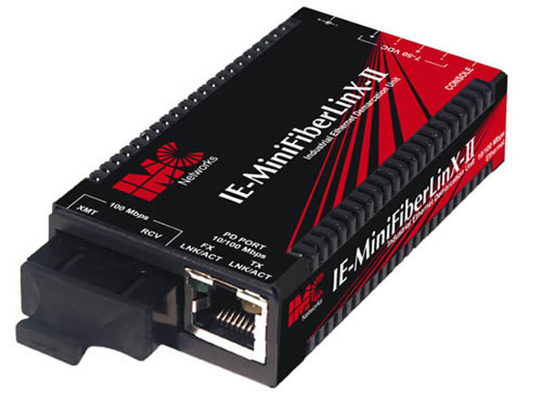 IMC Networks IE-MiniFiberLinX-II, TP-TX/FX-MM850-ST 100Mbit/s 850nm Multi-Modus Schwarz, Rot Netzwerk Medienkonverter