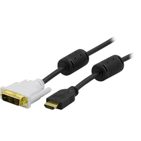 Deltaco HDMI-110 1m HDMI DVI-D Schwarz Videokabel-Adapter