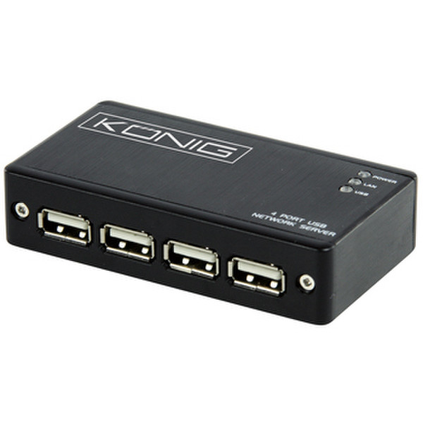 König CMP-USBNETBOX4 Ethernet LAN Черный сервер печати