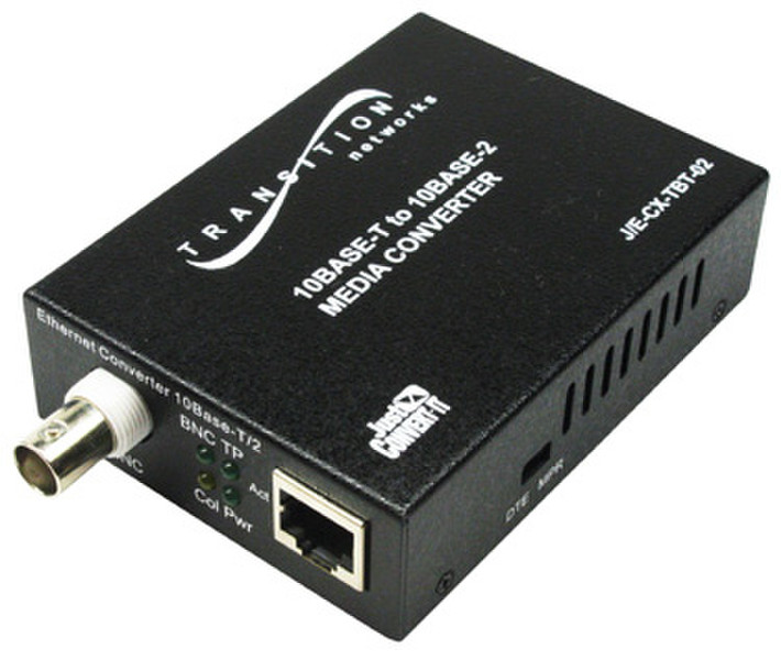 Transition Networks J/E-CX-TBT-02 10Mbit/s Black network media converter