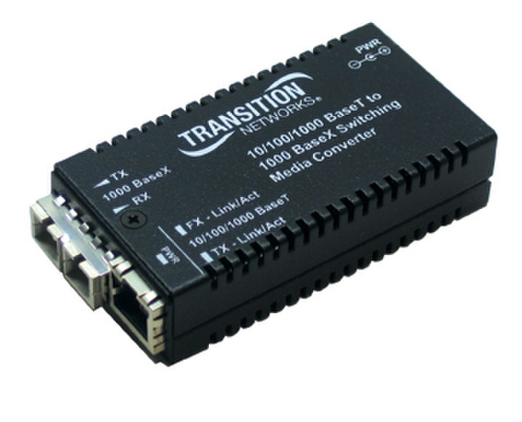 Transition Networks M/GE-PSW-LX-01 1000Мбит/с 1310нм Single-mode Черный сетевой медиа конвертор