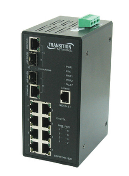 Transition Networks SISPM1040-182D-LRT Управляемый Power over Ethernet (PoE) Черный сетевой коммутатор