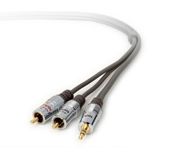 Techlink 3.5mm - 2 x Phono plugs 1m 1м 3.5mm 2 x RCA Черный, Cеребряный
