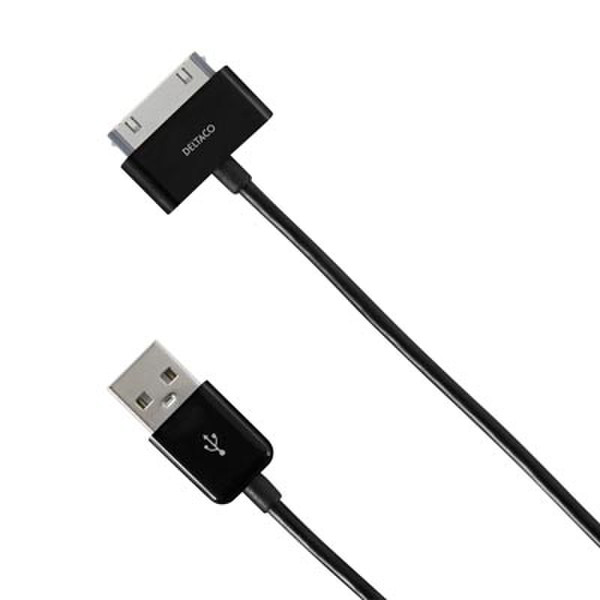 Deltaco IPNE-503 1m USB A Black mobile phone cable