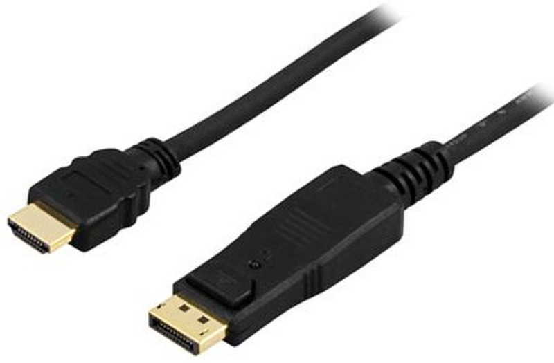 Deltaco DP-3050 5m DisplayPort HDMI Schwarz Videokabel-Adapter