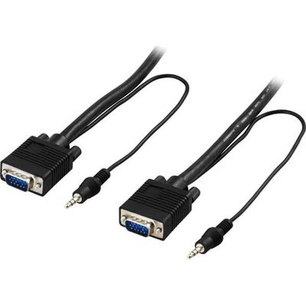 Deltaco RGB HD15 3m VGA (D-Sub) + 3.5mm VGA (D-Sub) + 3.5mm Black