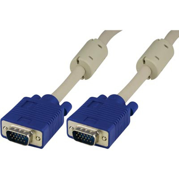 Deltaco RGB HD15 10m VGA (D-Sub) VGA (D-Sub) Blue,Grey VGA cable