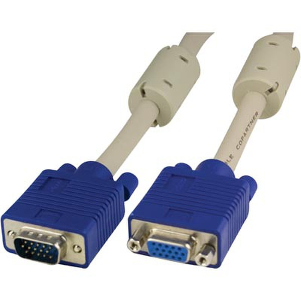 Deltaco RGB HD15 20м VGA (D-Sub) VGA (D-Sub) Синий, Серый VGA кабель
