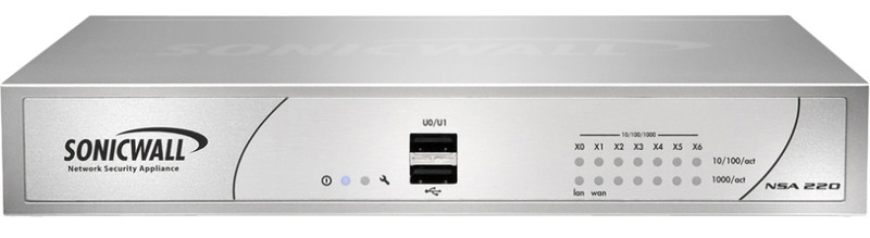 DELL SonicWALL NSA 220 + 1 Yr Support 8x5 600Мбит/с аппаратный брандмауэр